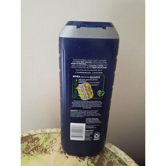 NIVEA MEN Sport 3in1 Body Wash Tangerine + Pepper 24 HR Freshness 16.9 Fl Oz - Picture 2 of 3